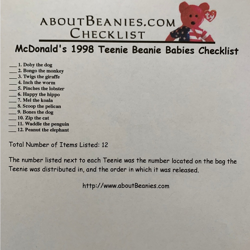 McDonald’s Ty Teenie Beanie Babies 1998 - Picture 3 of 3